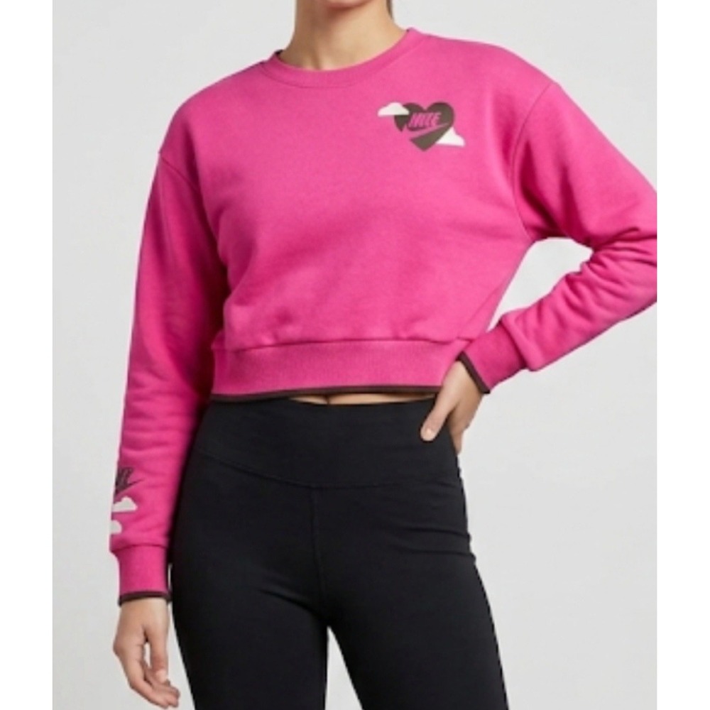 Nike Girls' Boxy Crew-Neck Sweatshirt Long Sleeve Size 5 Pink NWT